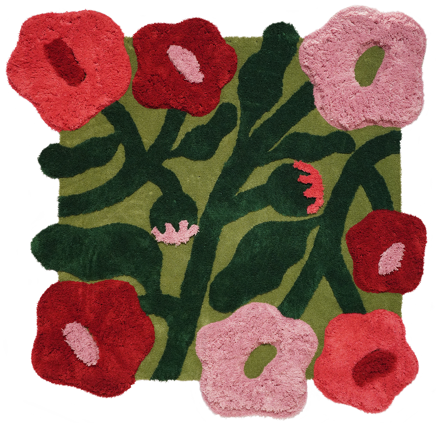 Meadow colored poppy rug by Madelen Möllard