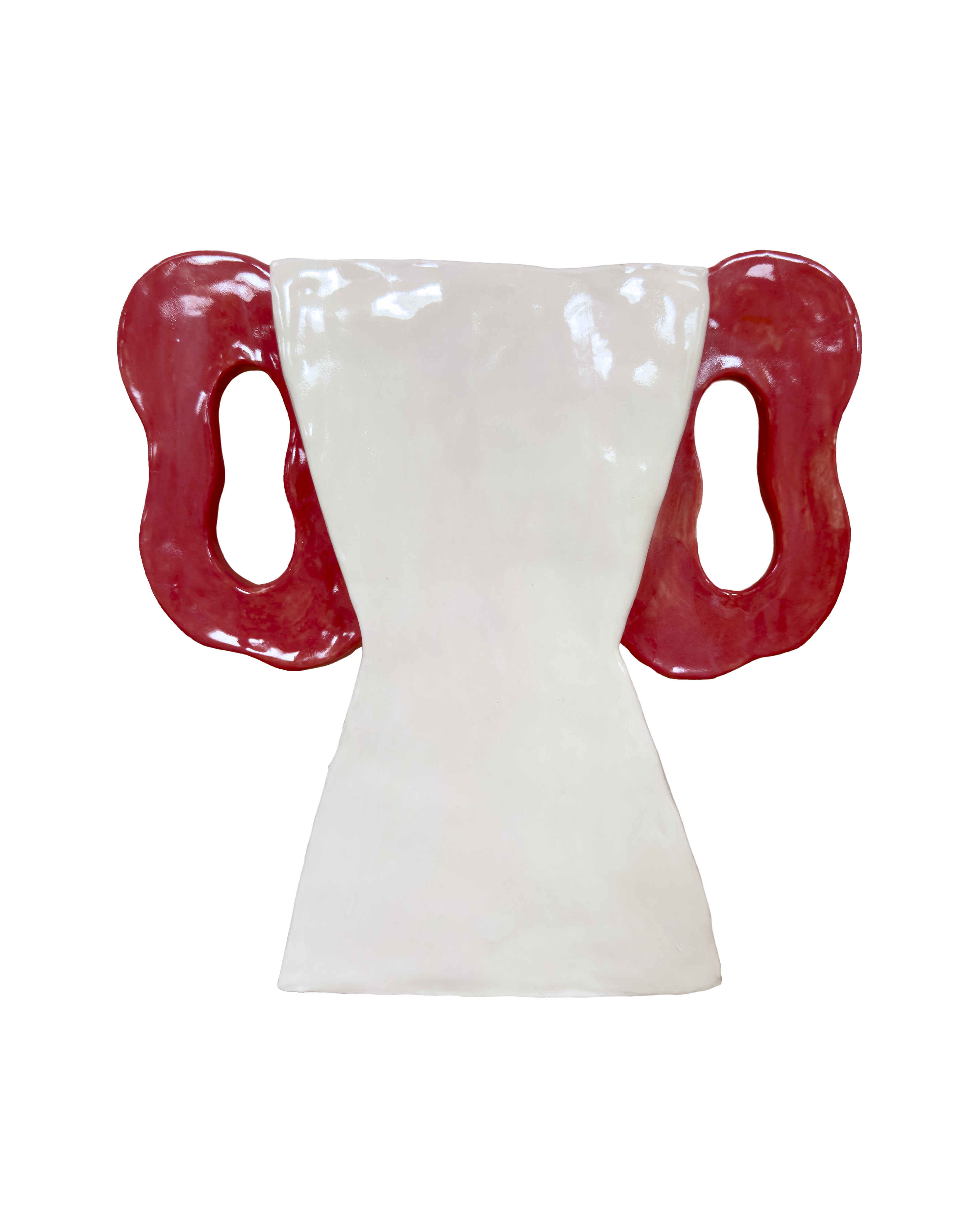 Creamy and red poppy vase in profile