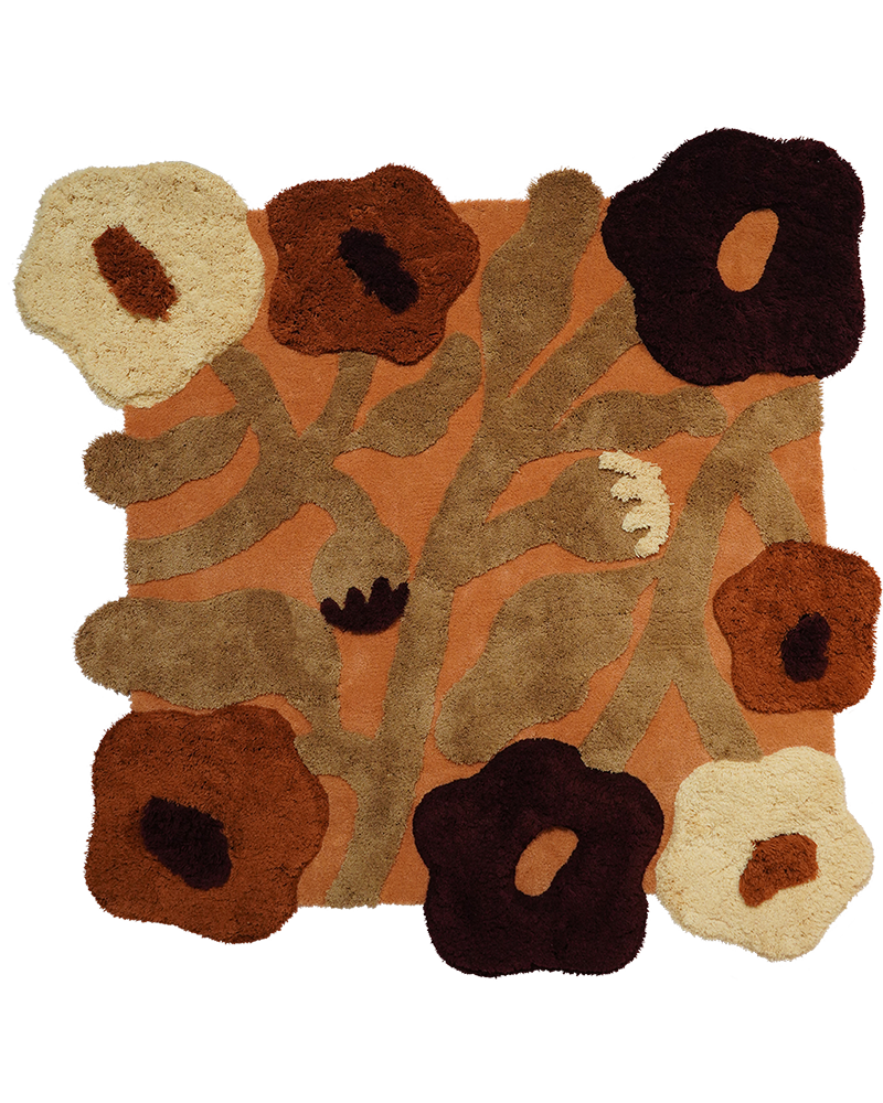 Terracotta colored poppy rug by Madelen Möllard