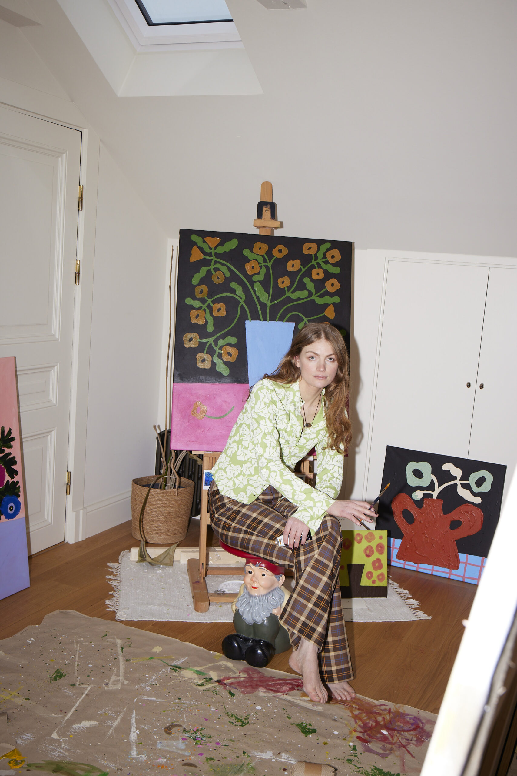 Madelen Möllard studio with paintings and works in progress